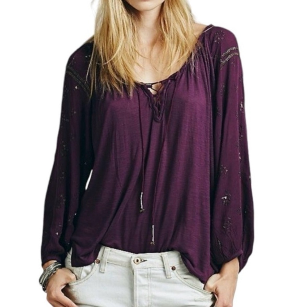 Women's Purple Lace-Up Top